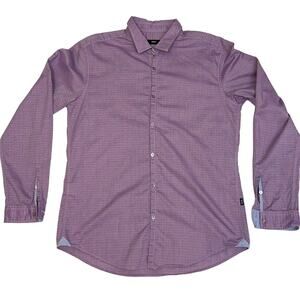 HUGO BOSS Polka Dot Purple Long Sleeve Dress Shirts for Men Sz Large